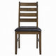 Dexy Dining Side Chair Set of 2 | Ladderback | Walnut Brown Faux Leather