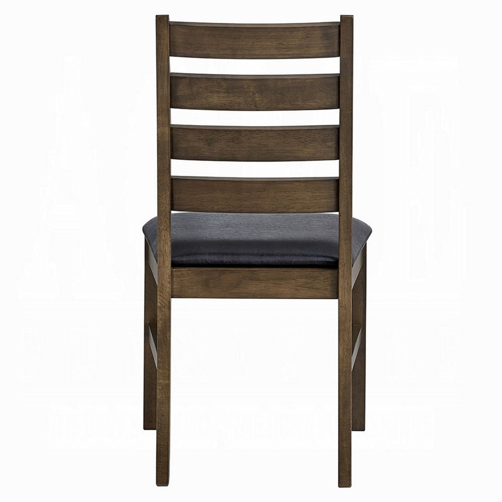 Dexy Dining Side Chair Set of 2 | Ladderback | Walnut Brown Faux Leather