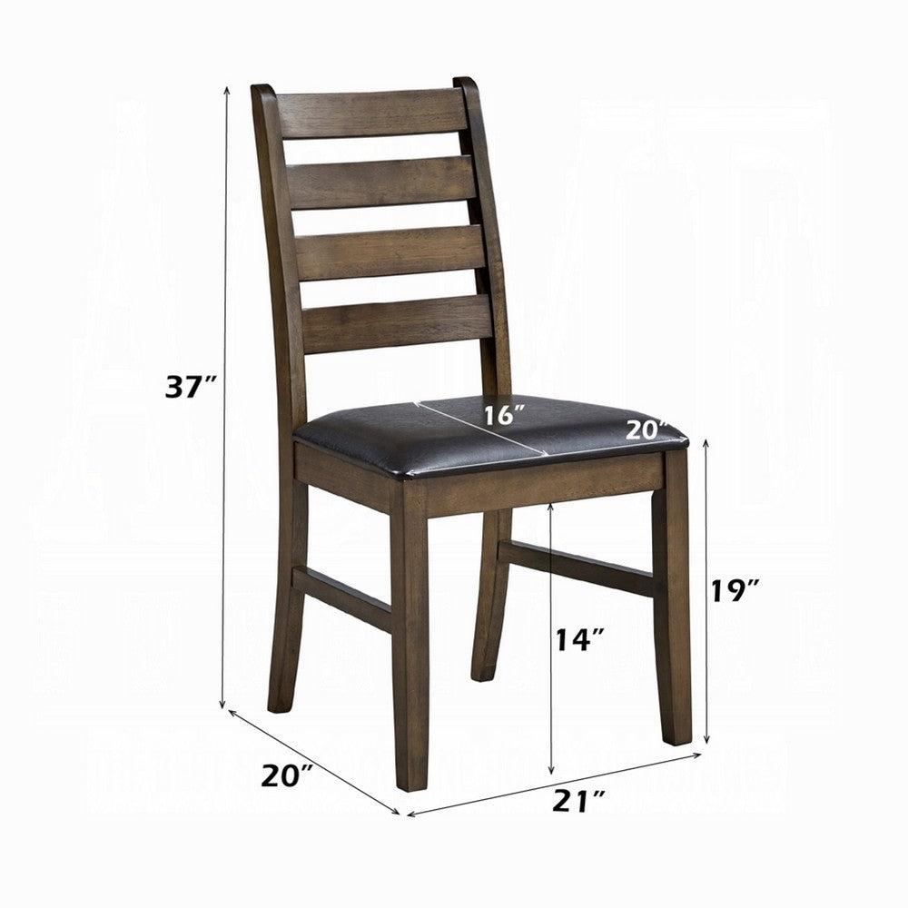 Dexy Dining Side Chair Set of 2 | Ladderback | Walnut Brown Faux Leather