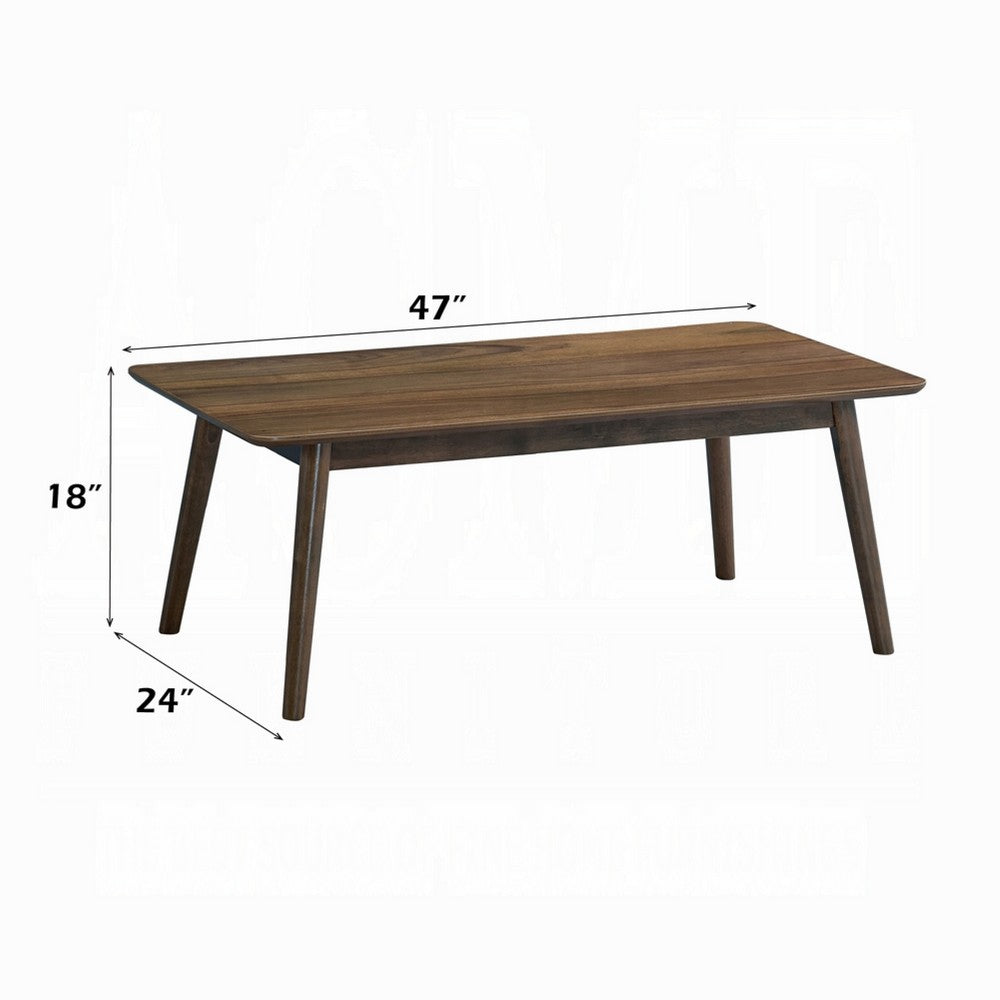 Fexy Coffee Table | 47" Rectangular Top w Angled Legs | Walnut Brown