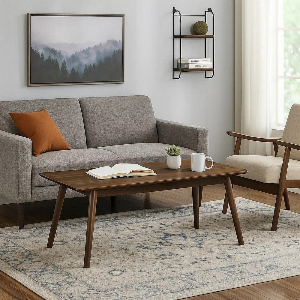 Fexy Coffee Table | 47" Rectangular Top w Angled Legs | Walnut Brown