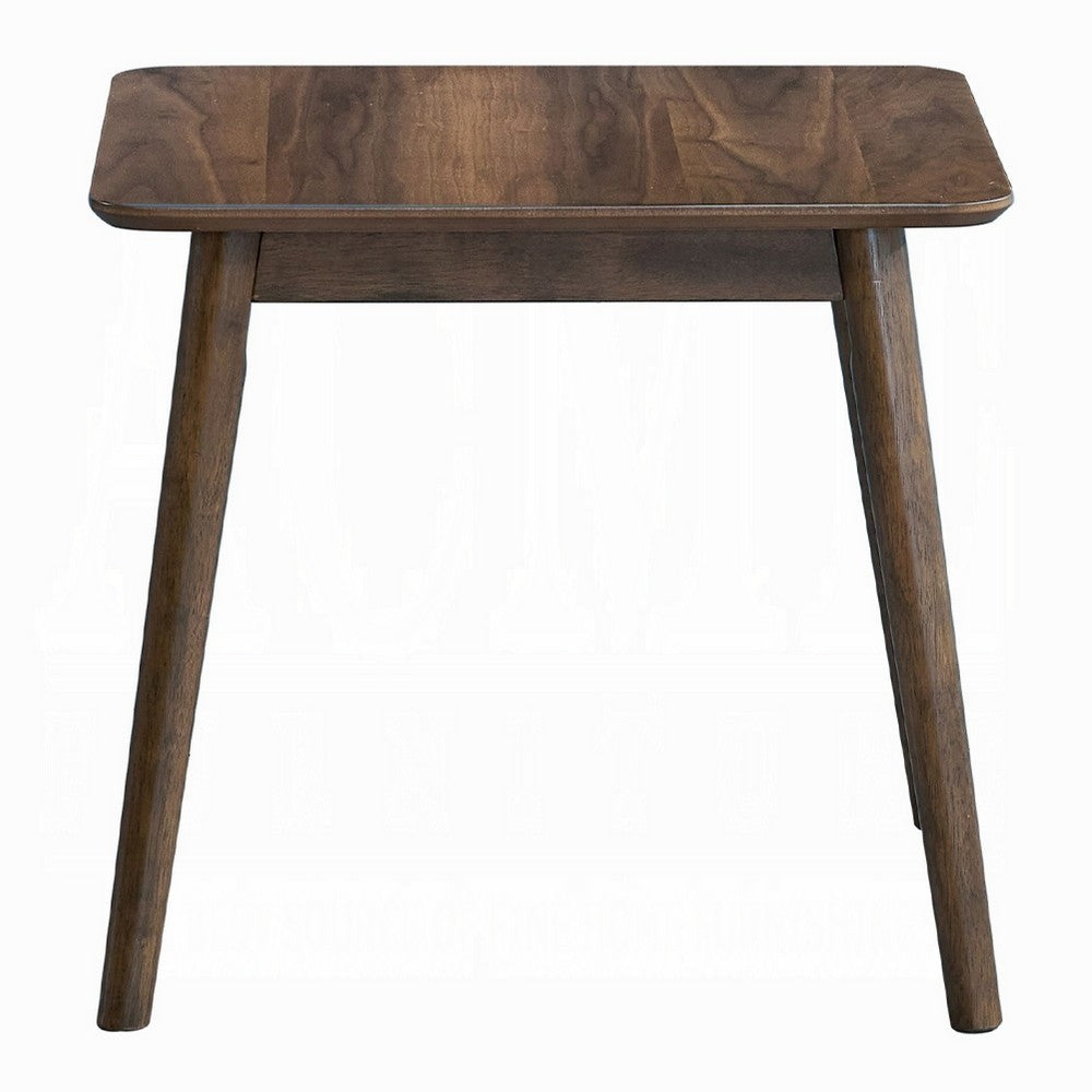 Fexy Side End Table | 24" Square Top w Angled Legs | Walnut Brown