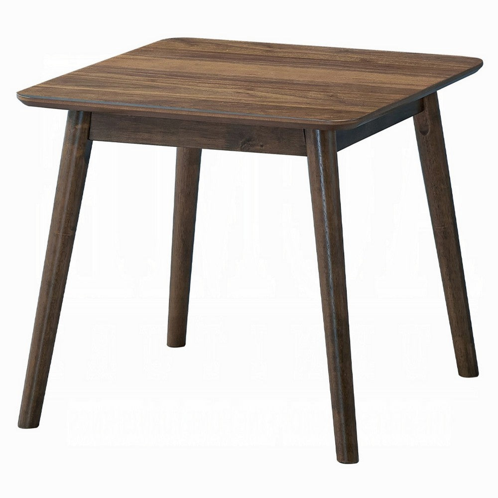 Fexy Side End Table | 24" Square Top w Angled Legs | Walnut Brown