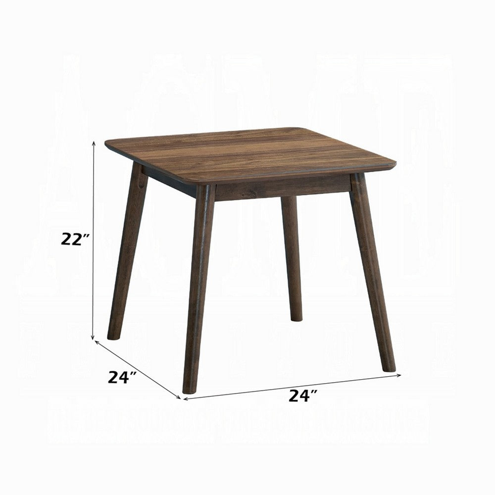 Fexy Side End Table | 24" Square Top w Angled Legs | Walnut Brown