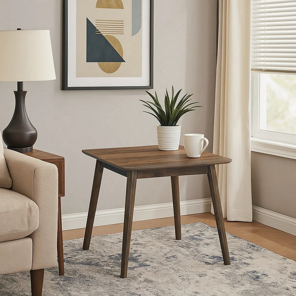 Fexy Side End Table | 24" Square Top w Angled Legs | Walnut Brown