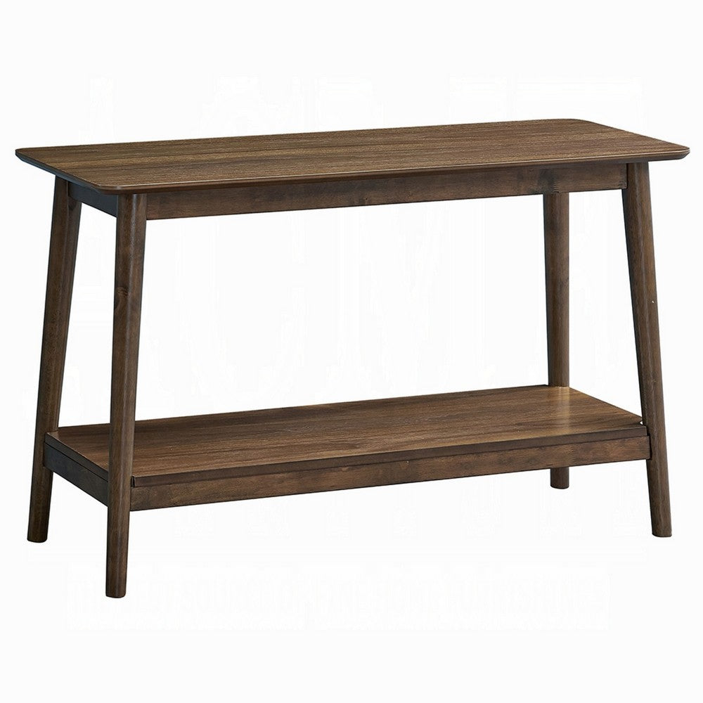 Fexy Sofa Console Table | 48" Top w Lower Shelf | Walnut Brown