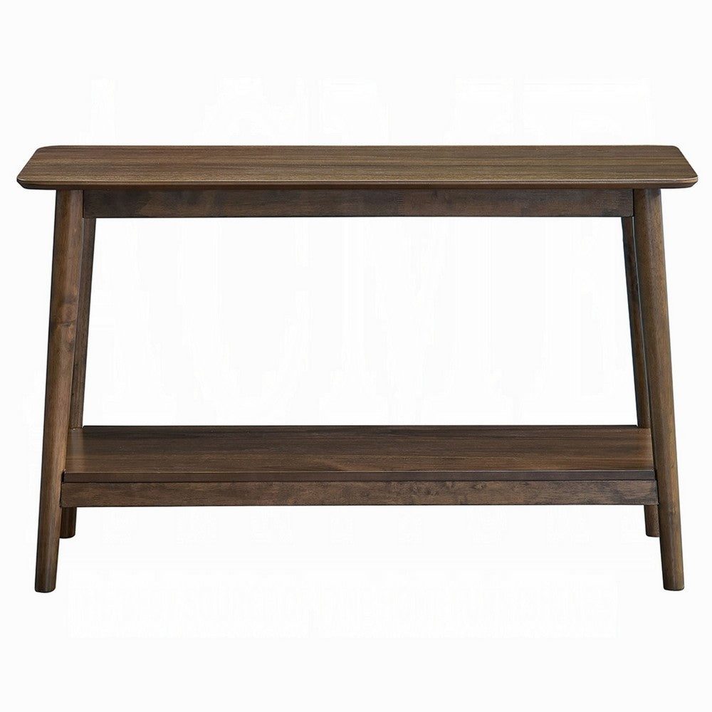 Fexy Sofa Console Table | 48" Top w Lower Shelf | Walnut Brown
