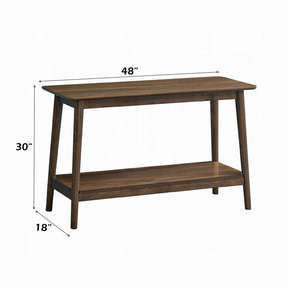 Fexy Sofa Console Table | 48" Top w Lower Shelf | Walnut Brown