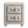 Rex Nightstand | 2 Drawers | Classic Crystal Tufted Beige Upholstery