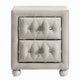 Rex Nightstand | 2 Drawers | Classic Crystal Tufted Beige Upholstery