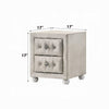 Rex Nightstand | 2 Drawers | Classic Crystal Tufted Beige Upholstery