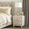 Rex Nightstand | 2 Drawers | Classic Crystal Tufted Beige Upholstery