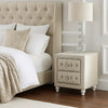 Rex Nightstand | 2 Drawers | Classic Crystal Tufted Beige Upholstery