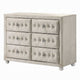 Rex 40" Wide Dresser | 6 Drawers | Classic Crystal Tufted Beige Upholstery