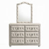 Rex 40" Wide Dresser | 6 Drawers | Classic Crystal Tufted Beige Upholstery