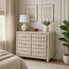 Rex 40" Wide Dresser | 6 Drawers | Classic Crystal Tufted Beige Upholstery