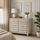 Rex 40" Wide Dresser | 6 Drawers | Classic Crystal Tufted Beige Upholstery