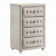 Rex Tall Dresser Chest | 4 Drawers | Crystal Tufted Beige Upholstery