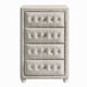 Rex Tall Dresser Chest | 4 Drawers | Crystal Tufted Beige Upholstery