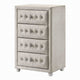 Rex Tall Dresser Chest | 4 Drawers | Crystal Tufted Beige Upholstery