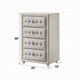 Rex Tall Dresser Chest | 4 Drawers | Crystal Tufted Beige Upholstery