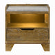 Gary Nightstand w LED | 1 Drawer & Open Cubby | Farmhouse Aspen Brown