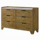 Gary 59" Dresser | 6 Drawers w Cutout Handles | Farmhouse Aspen Brown