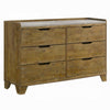 Gary 59" Dresser | 6 Drawers w Cutout Handles | Farmhouse Aspen Brown