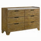 Gary 59" Dresser | 6 Drawers w Cutout Handles | Farmhouse Aspen Brown