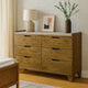 Gary 59" Dresser | 6 Drawers w Cutout Handles | Farmhouse Aspen Brown