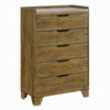Gary Tall Dresser Chest | 5 Drawer Cutout Handles | Farmhouse Aspen Brown