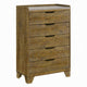 Gary Tall Dresser Chest | 5 Drawer Cutout Handles | Farmhouse Aspen Brown