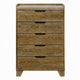 Gary Tall Dresser Chest | 5 Drawer Cutout Handles | Farmhouse Aspen Brown