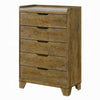 Gary Tall Dresser Chest | 5 Drawer Cutout Handles | Farmhouse Aspen Brown