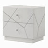 Esy Nightstand | 2 Drawers w Crystal Knobs | White Carved Pattern