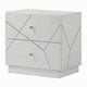 Esy Nightstand | 2 Drawers w Crystal Knobs | White Carved Pattern