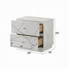 Esy Nightstand | 2 Drawers w Crystal Knobs | White Carved Pattern