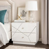 Esy Nightstand | 2 Drawers w Crystal Knobs | White Carved Pattern