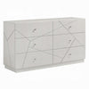 Esy 62" Wide Dresser | 6 Drawers | Crystal Knobs | White Carved Pattern