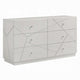 Esy 62" Wide Dresser | 6 Drawers | Crystal Knobs | White Carved Pattern