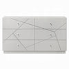 Esy 62" Wide Dresser | 6 Drawers | Crystal Knobs | White Carved Pattern