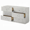 Esy 62" Wide Dresser | 6 Drawers | Crystal Knobs | White Carved Pattern