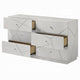 Esy 62" Wide Dresser | 6 Drawers | Crystal Knobs | White Carved Pattern