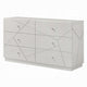 Esy 62" Wide Dresser | 6 Drawers | Crystal Knobs | White Carved Pattern