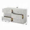Esy 62" Wide Dresser | 6 Drawers | Crystal Knobs | White Carved Pattern