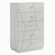 Esy Tall Dresser Chest | 5 Drawers | Crystal Knobs | White Carved Pattern