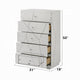 Esy Tall Dresser Chest | 5 Drawers | Crystal Knobs | White Carved Pattern
