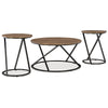 Kai 3pc Living Room Occasional Table Set | Round | Black Metal Angled Frame