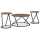 Kai 3pc Living Room Occasional Table Set | Round | Black Metal Angled Frame