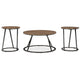 Kai 3pc Living Room Occasional Table Set | Round | Black Metal Angled Frame